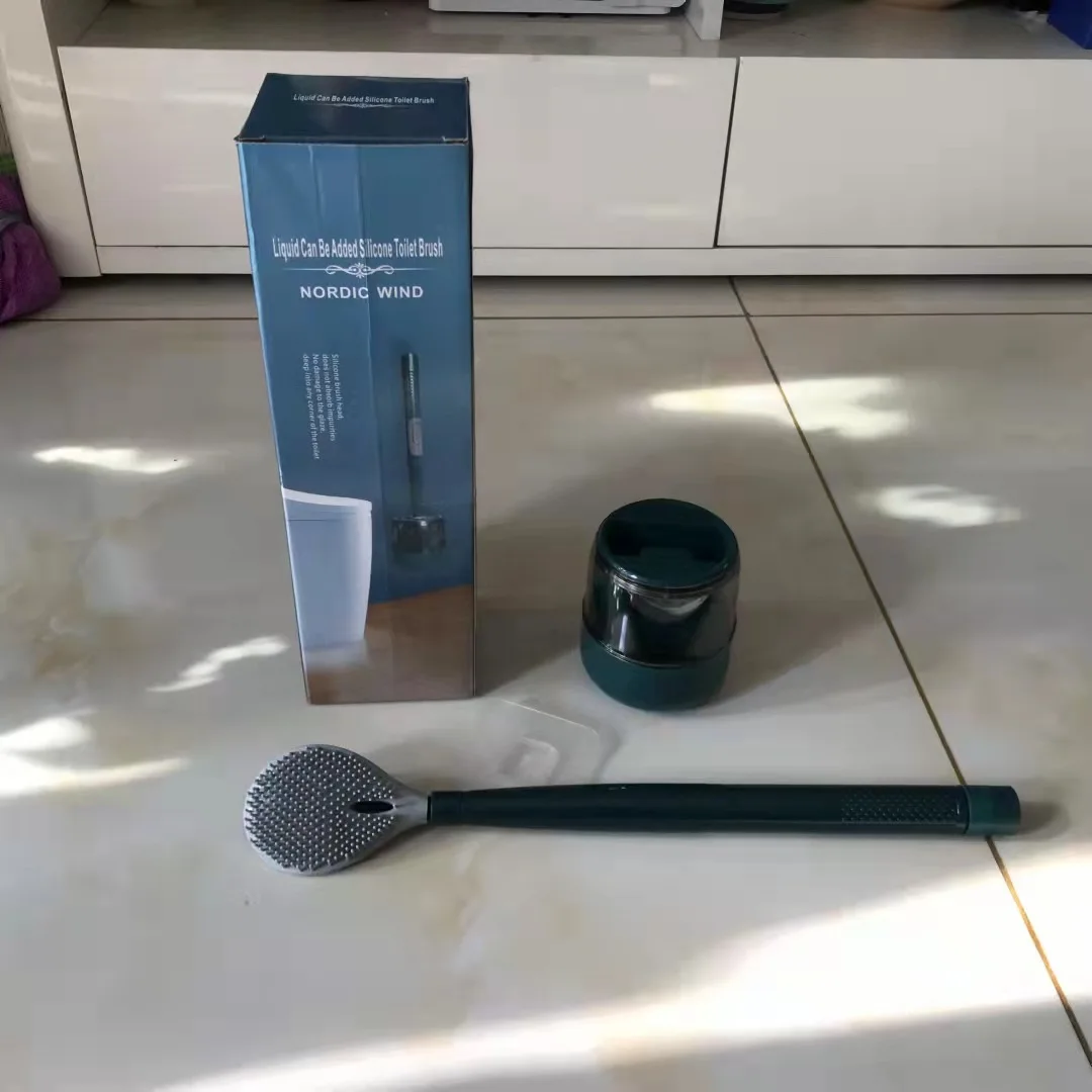 

Toilet Bowl Brush Holder Set: Silicone Toilet Brush with Refillable Handle Dispenser Bathroom Scrubber Rv Cleaner Toilet Brush