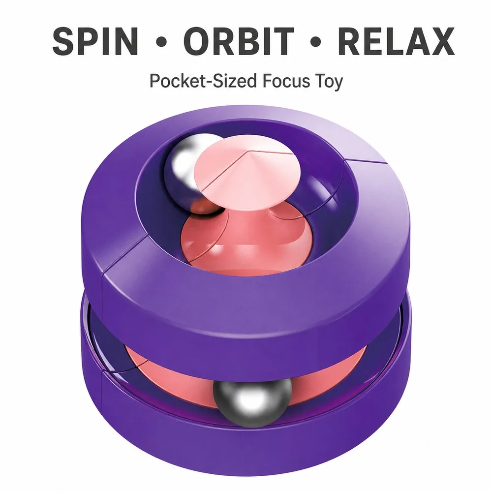 Orbit Bead Finger Fidget Toy with Steel Balls Rotating Track Stress Relief Desk Toy, Pocket Focus Gadget for Adults & Teens Gift
