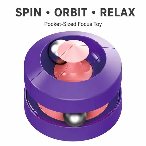 Orbit Bead Finger Fidget Toy with Steel Balls Rotating Track Stress Relief Desk Toy, Pocket Focus Gadget for Adults & Teens Gift