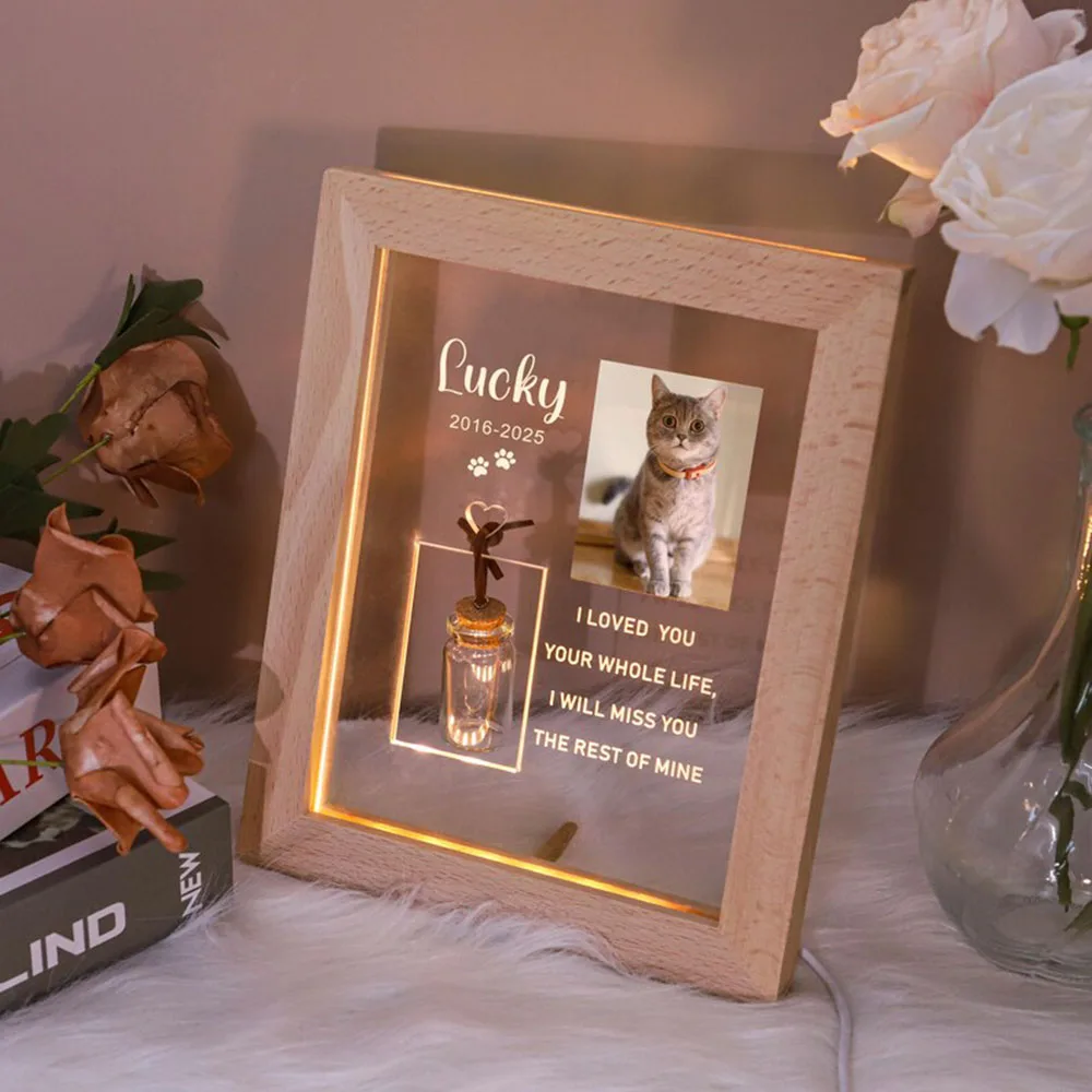 Personalized LED Pet Portrait Memorial Plaque Cutom Pet Fur Keepsake Pet Loss Light Up Sign In Memory Of Cat Dog Keepsake Gift