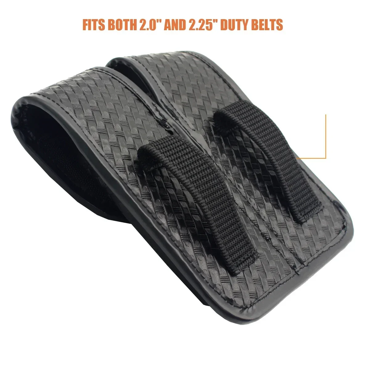 Tactical Black Basketweave Leather Double Magazine Holder Snap Double Handgun Double Mag Pouch