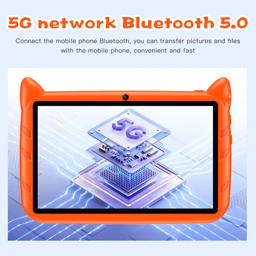 Imagen 2 del producto Nuevas tabletas para niños con WiFi 5G de 7 pulgadas, Quad Core, 4GB de RAM, 64GB de ROM, cámaras duales, Android 13,0, tableta educativa de aprendizaje, PC de 4000mAh