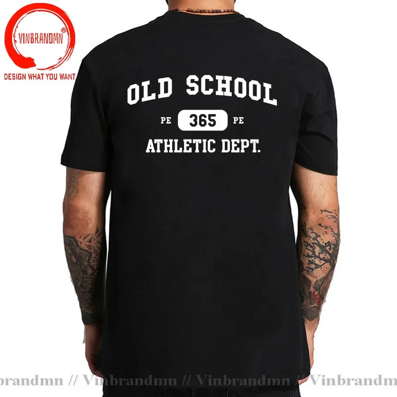 Old School Pe 365 Athletic Dept Print T Shirt Men Shoulder Drop Tee Clothes Brand Cotton O-neck Tops Harajuku Men Sports T-Shirt