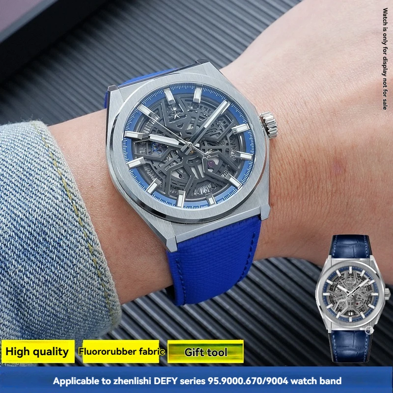 For Zhenlishi DEFY Series 95.9000.670/9004 High Quality Fluororubber Special Stainless Steel Buckle Men's Strap Accessories