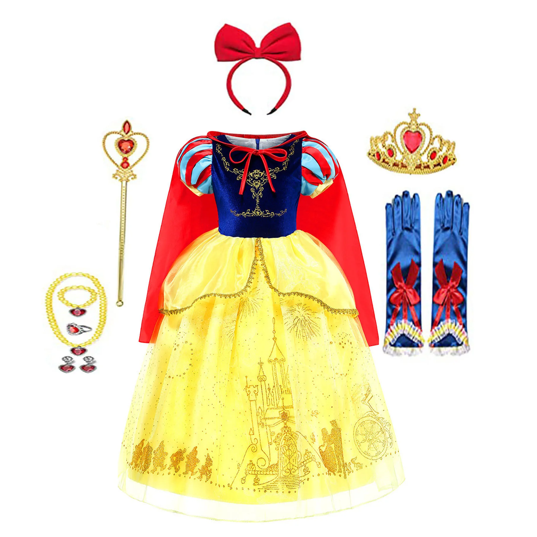 Glanzende peuter kleine meisjes film sneeuwwitje prinses cosplay Halloween fancy dress kerstcadeau