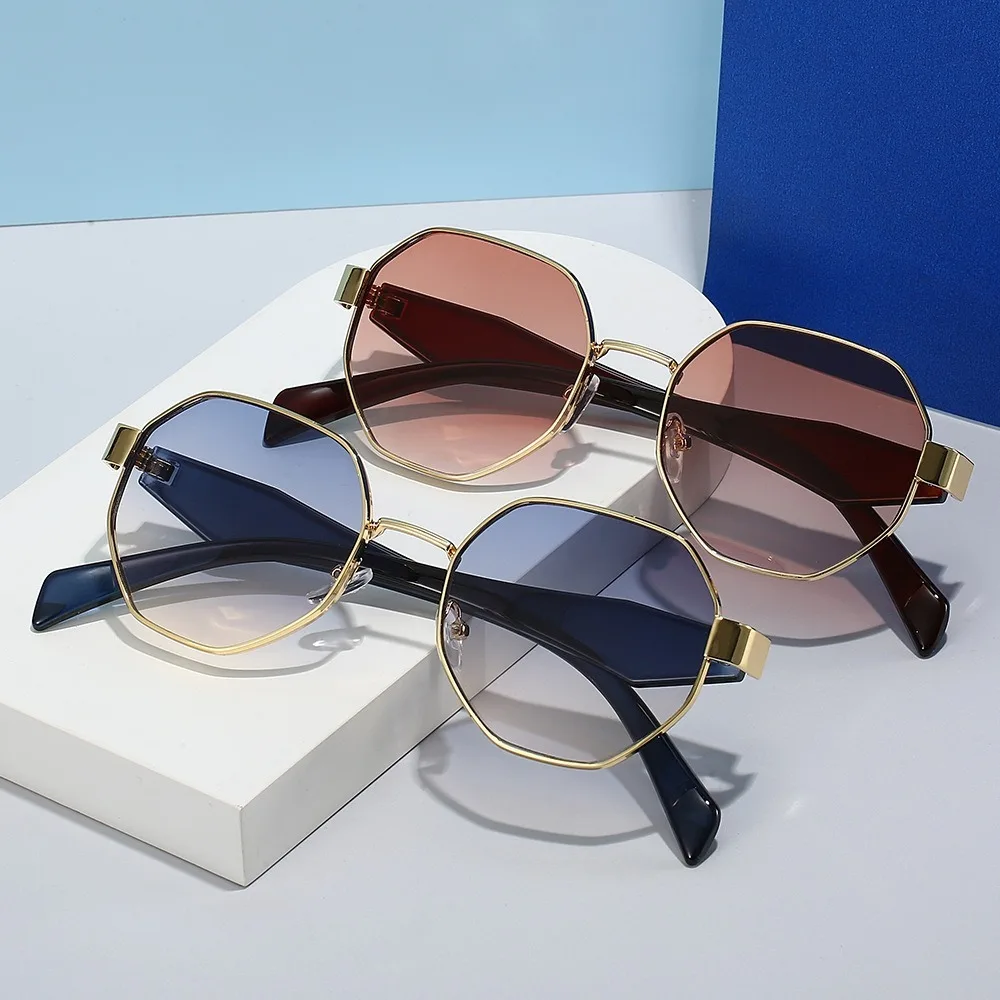 

Retro UV400 Polygonal Sunglasses Gradient Color PC Women Sunglasses Shades Eyewear Classic Anti-UV Glasses Vacation