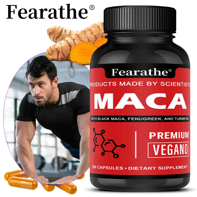 

Black Maca Capsules, with Fenugreek, Turmeric, Relieve Fatigue, Support Vitality, Mood, Endurance & Overall Body Wellness