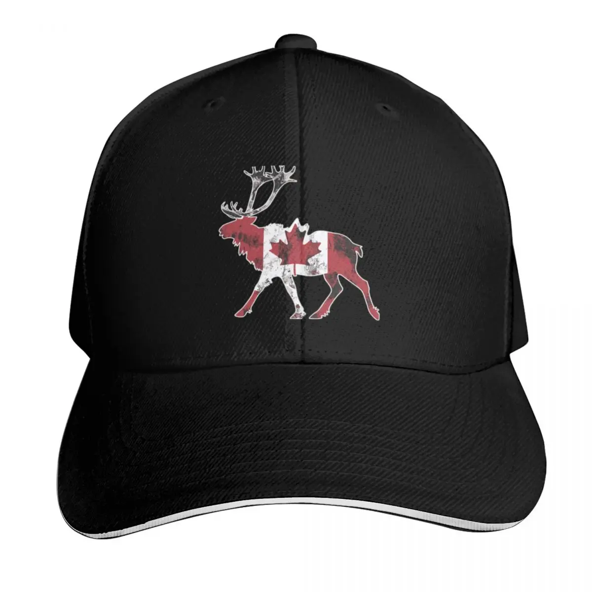 Maple Leaf Caribou Canadian Flag Canada Baseball Cap Lightweight Packable Gift for Him Her Casual Daily Wear