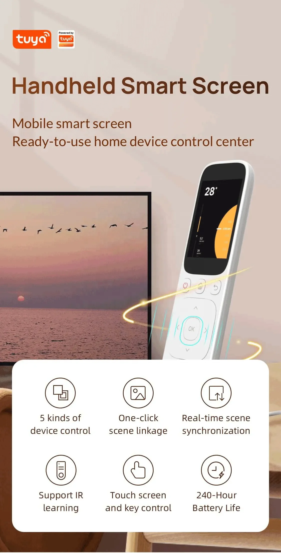 Tuya WiFi handheld BLE IR Central Remote Control HD Touch Screen Wireless Charging Base Control Tuya Smart Devices