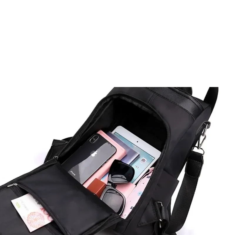 حقيبة ظهر نسائية مضادة للسرقة 2024 النسخة الكورية الجديدة حقيبة عصرية عصرية من قماش النايلون حقيبة ظهر من قماش أكسفورد