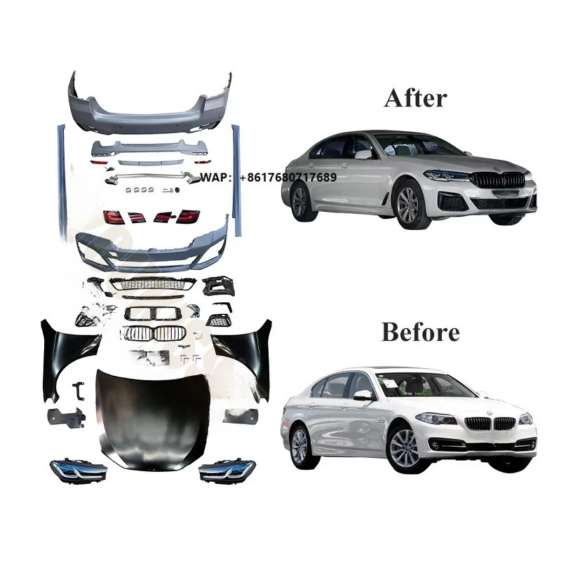 2011-2017 for 5 Series F10 F18 Bodykit Upgrade to 2023 M-Tech Style New Full Front Rear Bumper & Side Skirt Car Body Kits