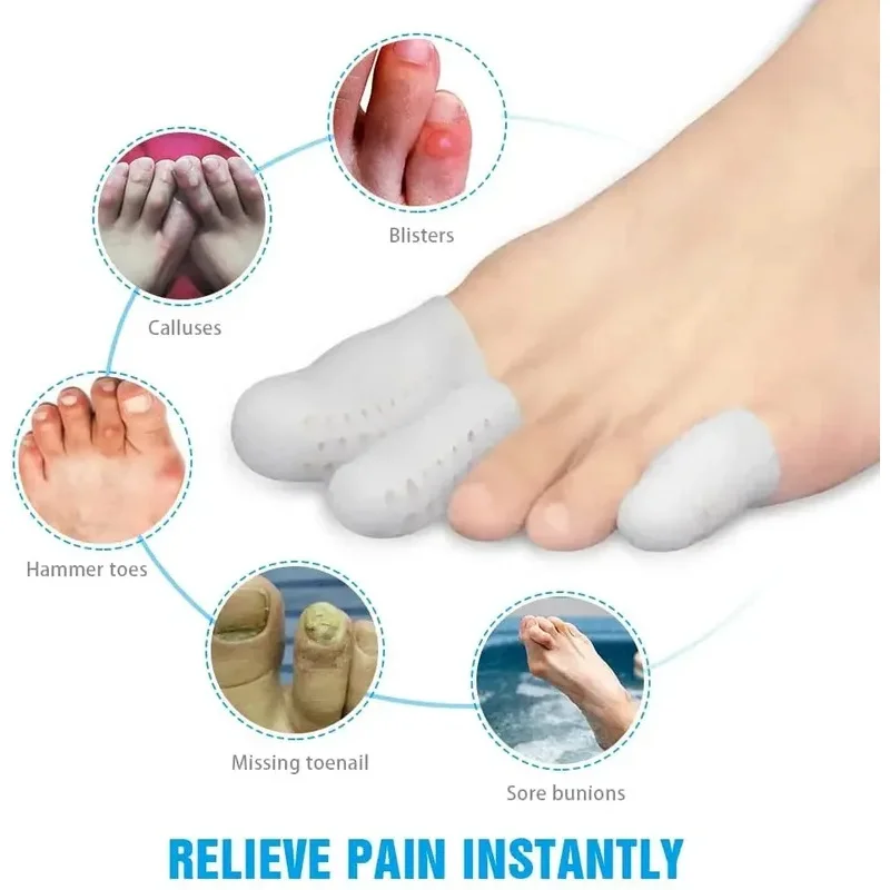 1-8 pezzi protezioni per le dita dei piedi traspiranti manica cuscinetti per alluce valgo cuscino protezioni per le dita dei piedi in silicone per la protezione dell'unghia del piede incarnita