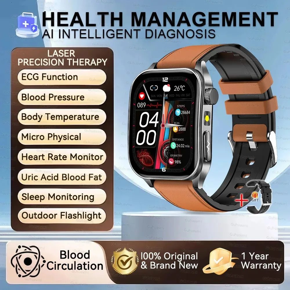 

2026 Health Smart Watch For XIAOMI Laser Therapy Reduce Highs Blood Oxygen Pressure Uric Acid Blood Lipid ECG Smartwatch For Man