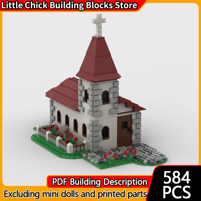 مدينة شارع عرض نموذج MOC قوالب بناء الكنيسة العمارة وحدات التكنولوجيا الأطفال هدايا العيد تجميع اللعب البدلة