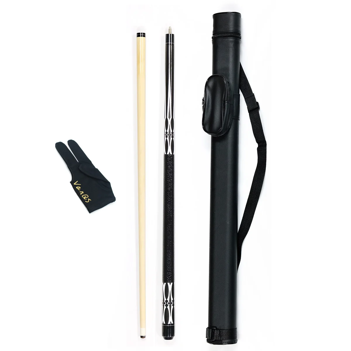 VanQS Budget-friendly Billiards Beginners Game Player Combo Pool Cue Set with 1/2 13mm Tip Cue, One Cue bag and Glove for Sale