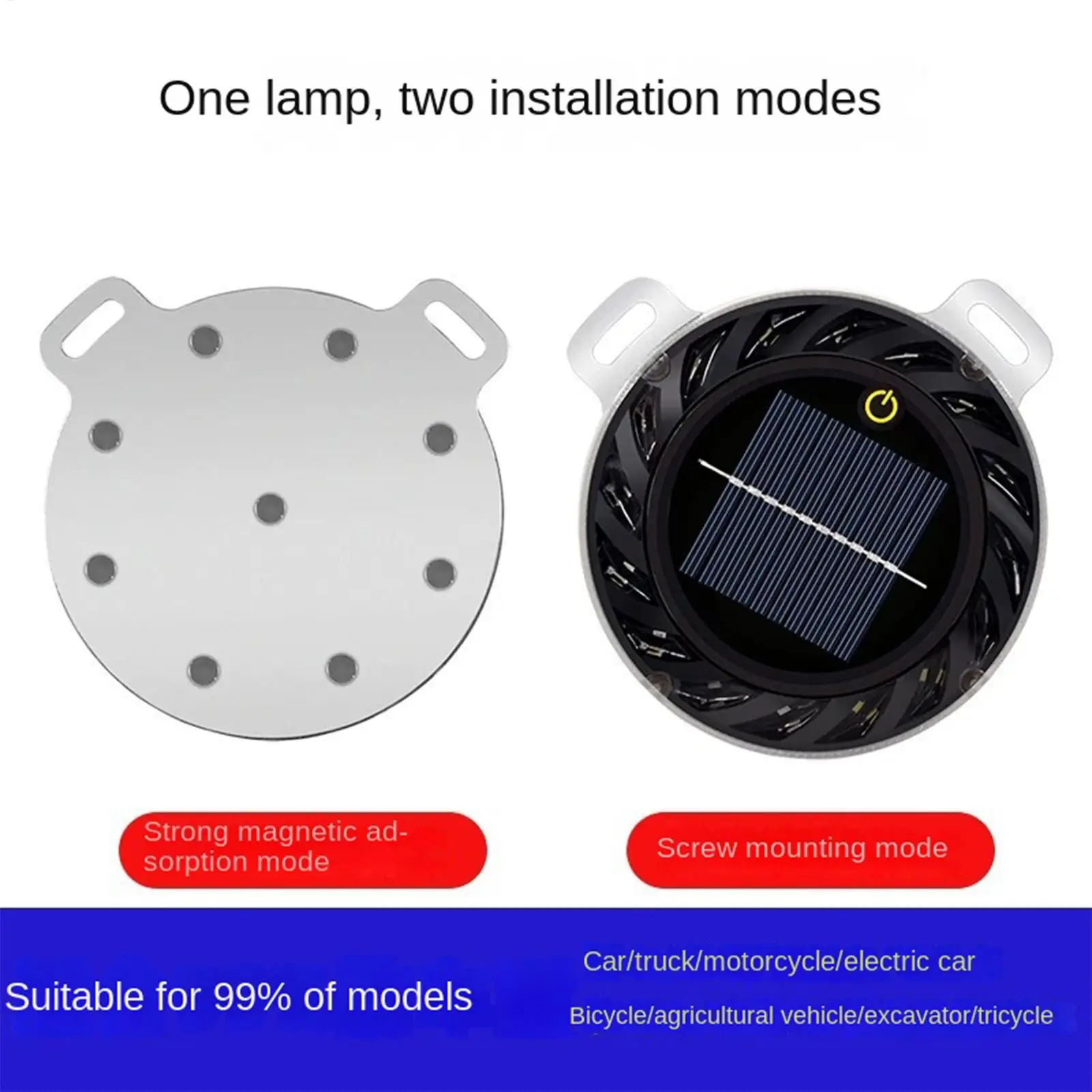 Solar Warning Light LED Safety Signal Magnetic Wireless Lamp Wireless Magnetic Solar Strobe Warning Light For Truck Motorcycle