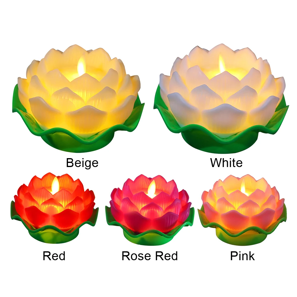 Lotus Flower Night Light Battery Operated Lotus Flower Multicolor LED Light Lotus Creative LED Electronic Candle Home Decoration