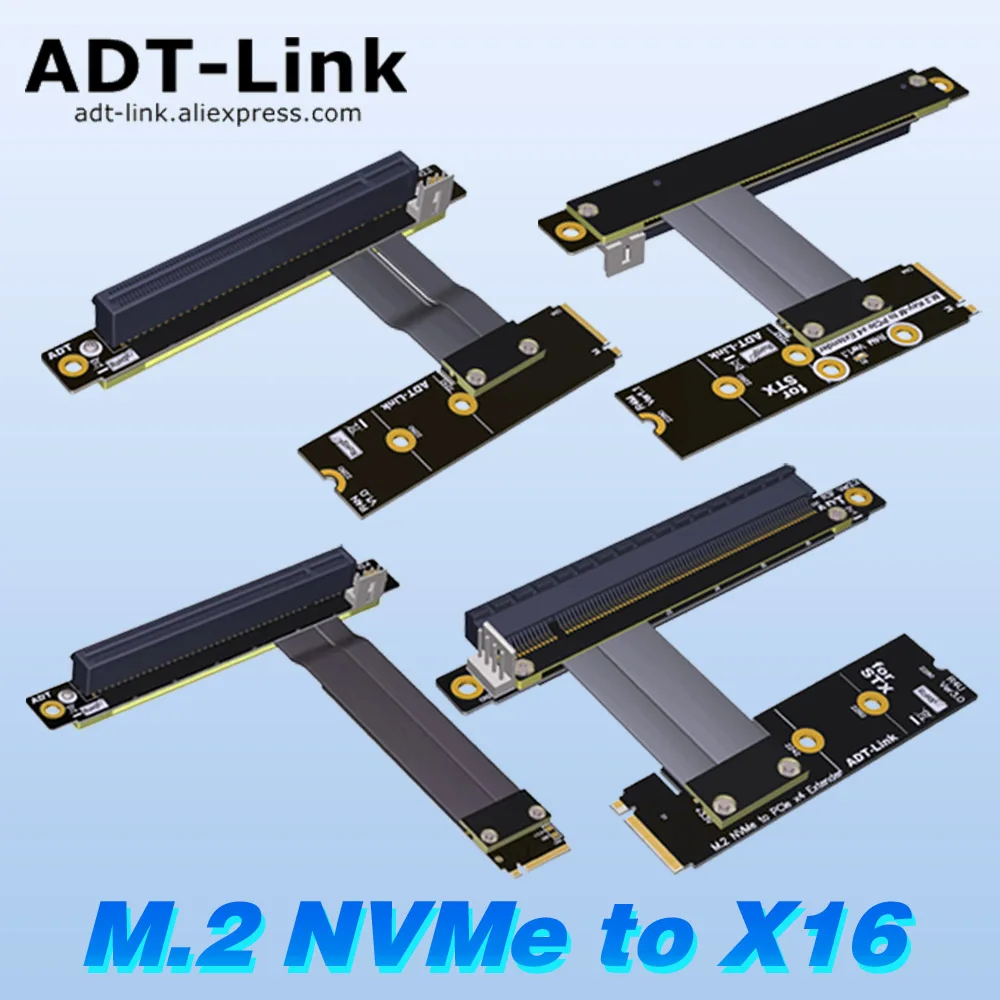 ADT M.2 NGFF NVMe Key M Extender Cable to PCIE x16 Graphics Card Riser Adapter 16x PCI-e PCI-Express for M2 2230 2242 2260 2280