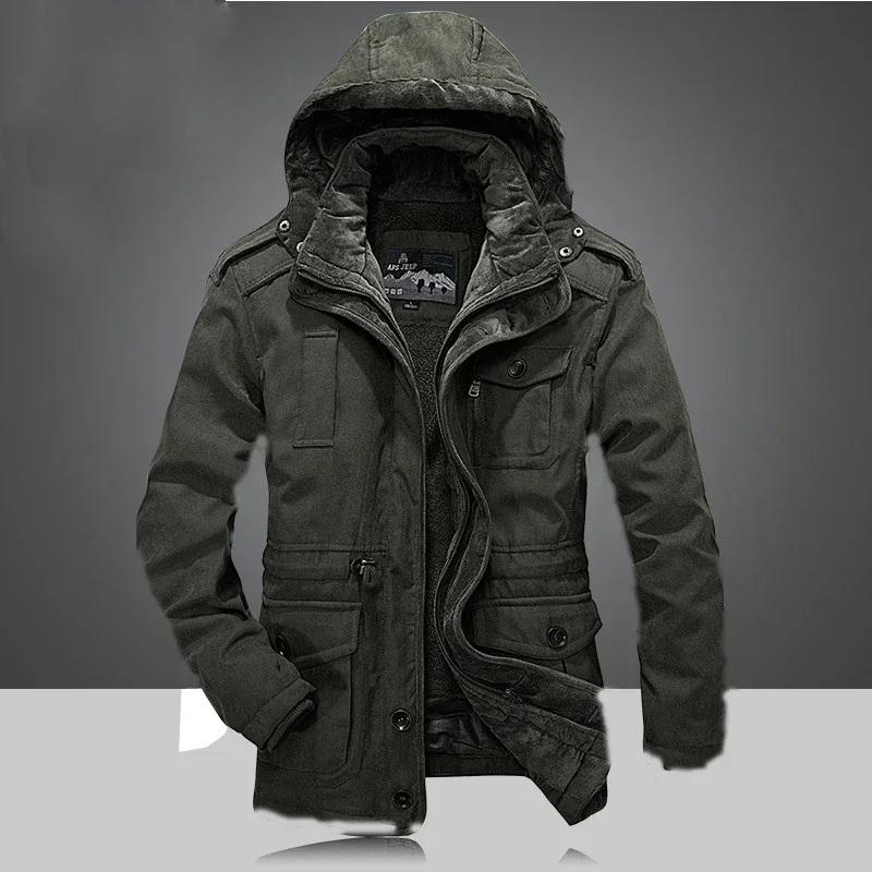 

2023 Winter New Men's Loose Fit Solid Hooded Business Casual Cotton Top Thickened and Warm