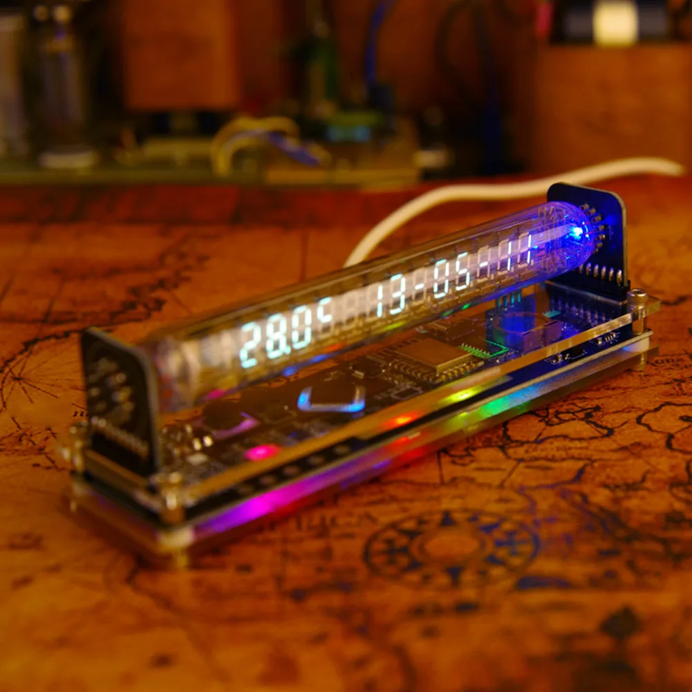 1PCS Digital Watch Glow Fluorescent Tube IV27 Clock IV18 Retro Tech Desk With Gaming Desktop VFD Esports Desktop Ornament