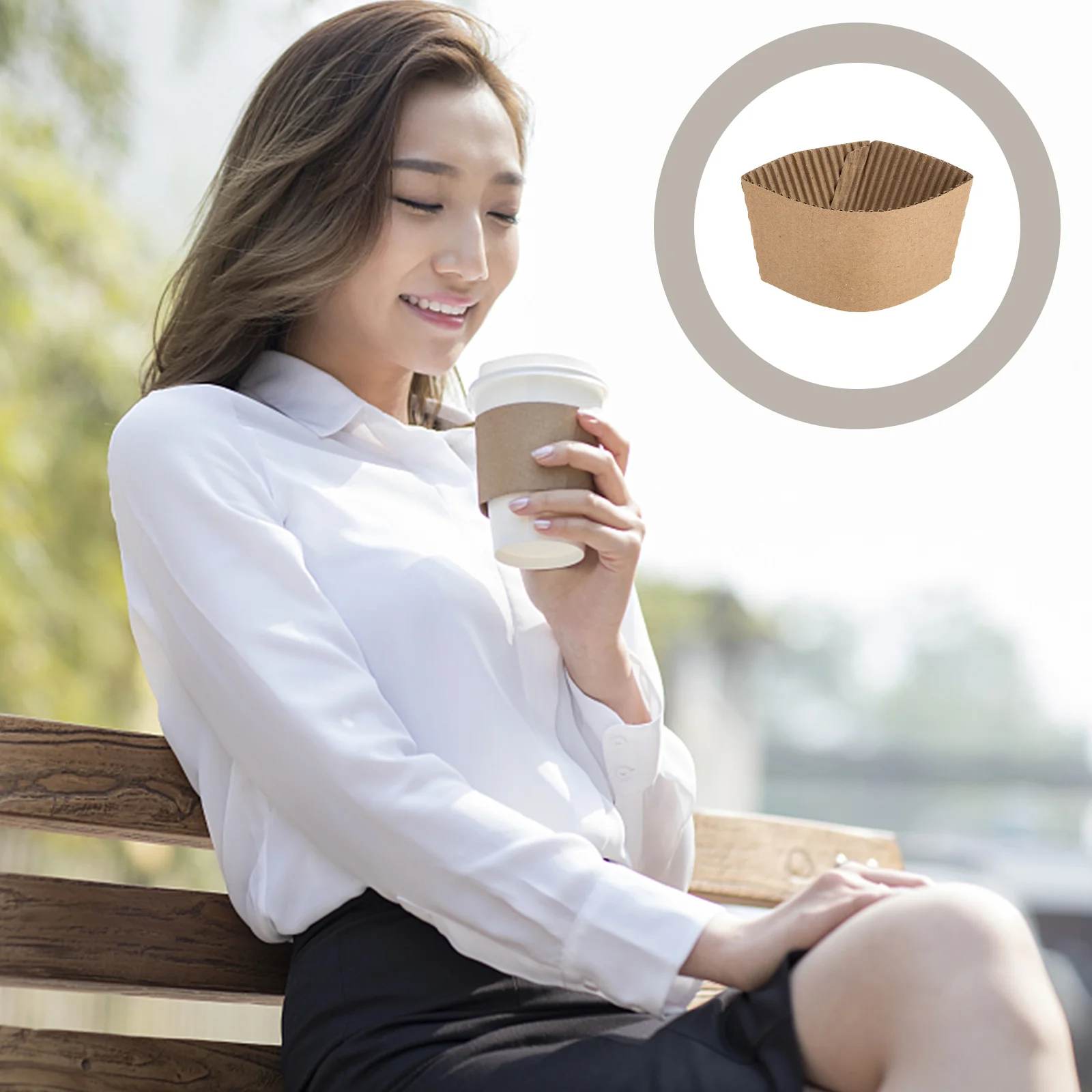 

50 Pcs Tea Cups Coffee Holder Espresso Ground Versatile Protector Kraft Paper Outdoor Sleeve with Lids