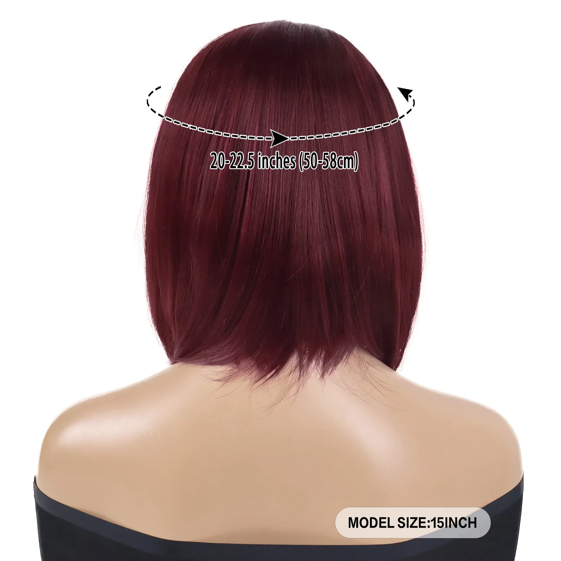 Parrucca Bob per capelli sintetici per donna capelli corti parrucca bordeaux dritta naturale con frangia laterale parrucche rosse di colore Ombre radici nere