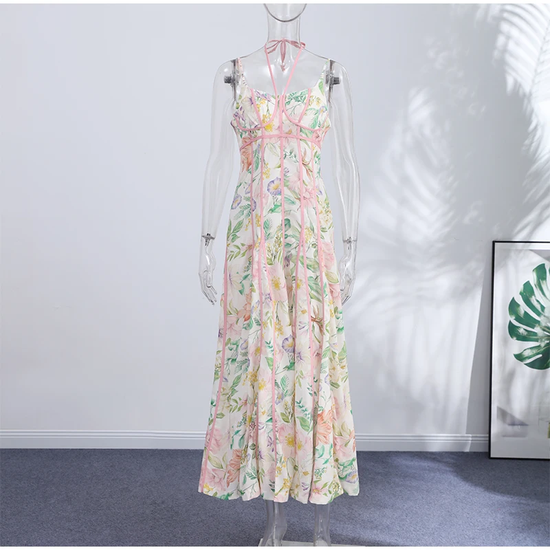 Printed Women's Maxi Dresses O-neck Big Swing Oversized Dress Irregular Hem Dresses Bohemian Female Robes Loose Partywear New