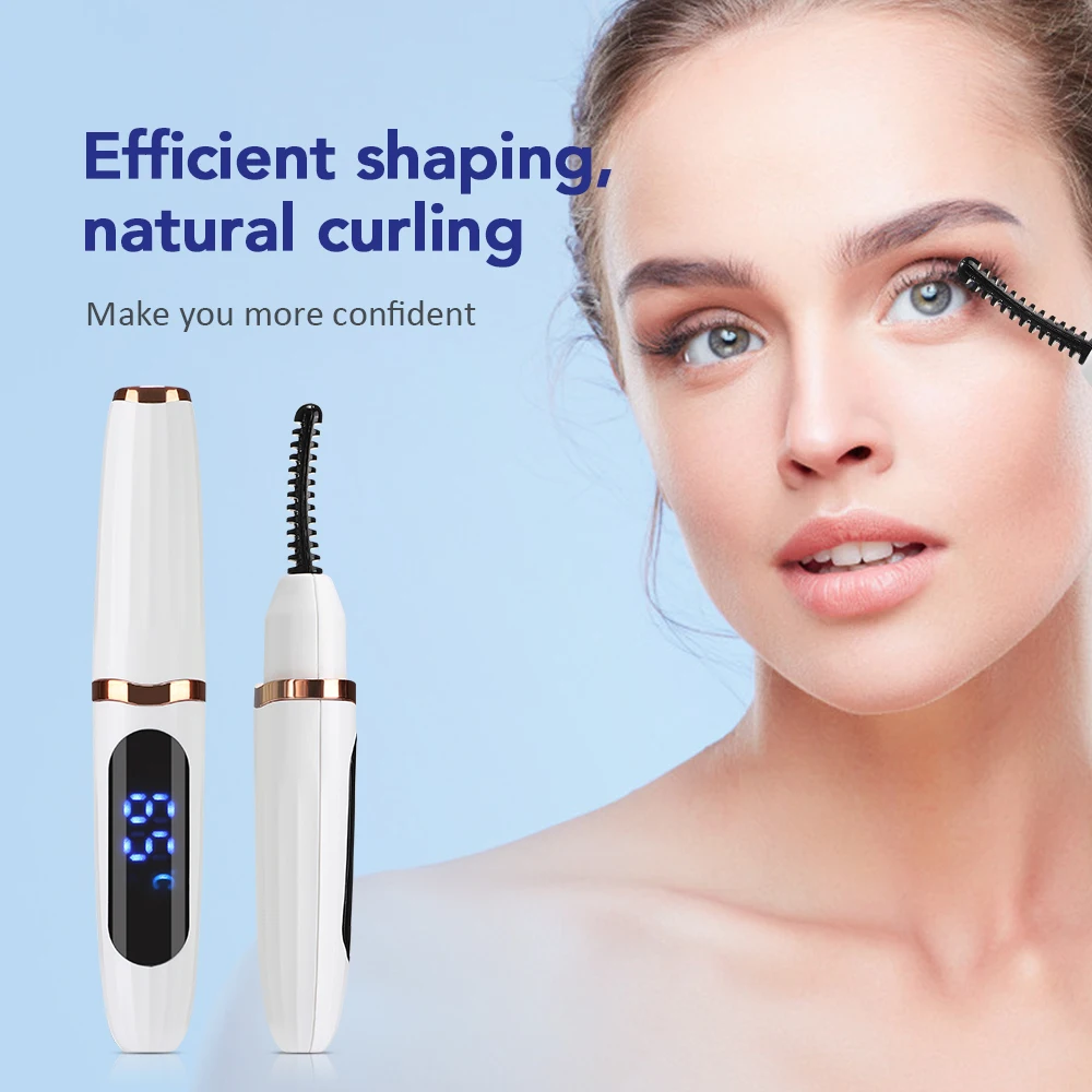 

Heated Eyelash Curler Pen With Comb Electric Digital Yelash Curling Device Zero Damage More Natural Curler Heating Eyelash Curle