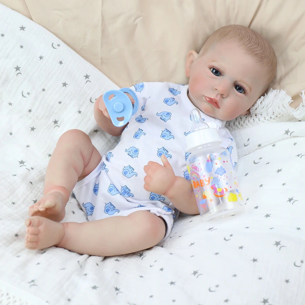 18inch Cameron Bebe Reborn Baby Dolls Boy Lifelike 3D Skin Painted Hair Realistic Vinyl Doll Collectible Art Doll for Girl Gifts