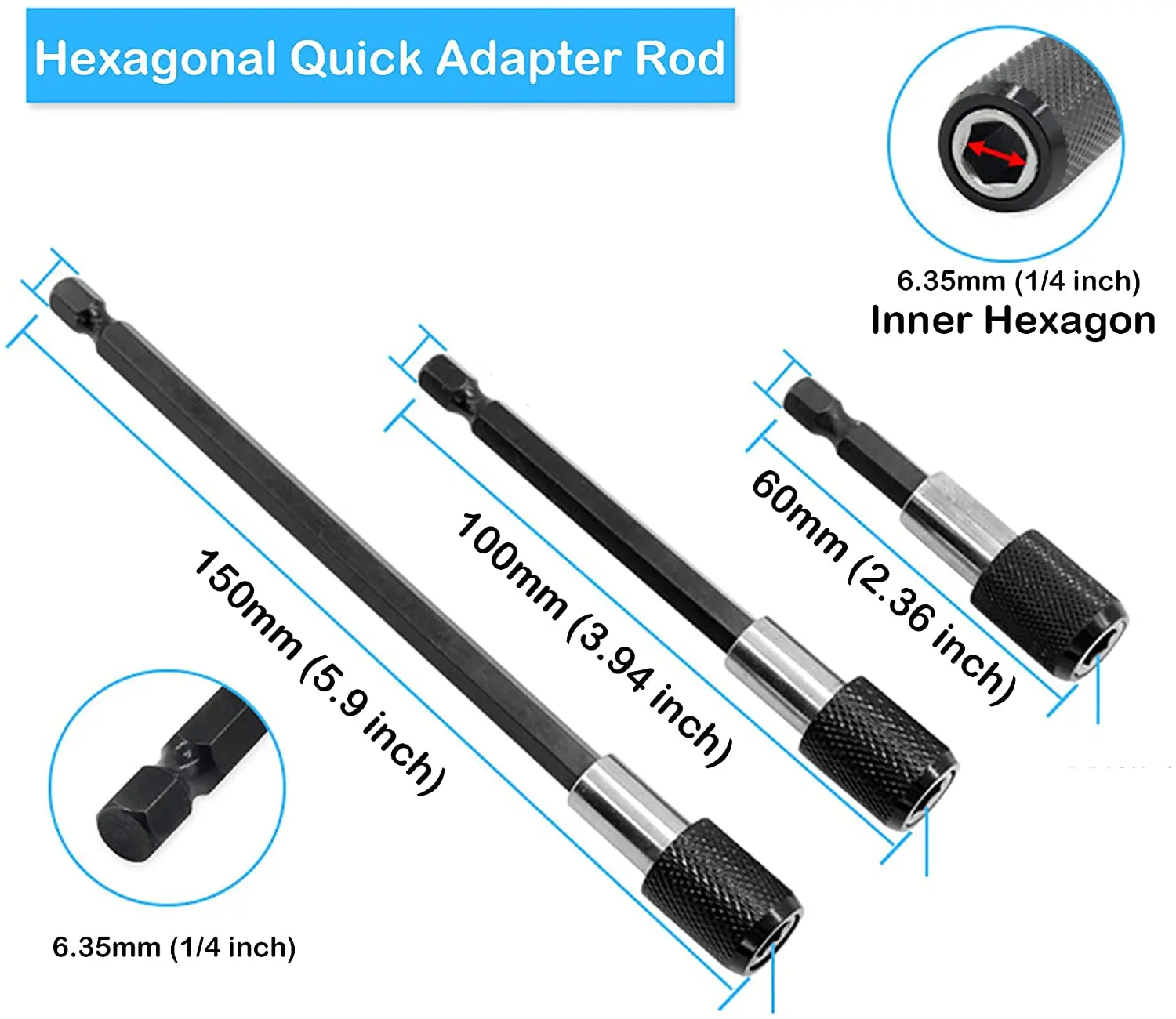 1/4 3/8 1/2" Universal Socket Adapter Set 105 Degree Right Angle Drill Adapter 3pcs Screwdriver Bit Set 3pcs Drill Bit Holder