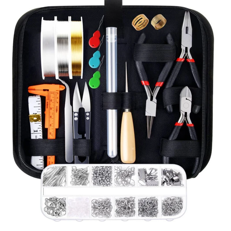 Jewelry Repair Wire Pliers Set DIY Necklace Making and Maintenance Tools with Tweezers Ring Kit Crochet Scissors Copper Wire