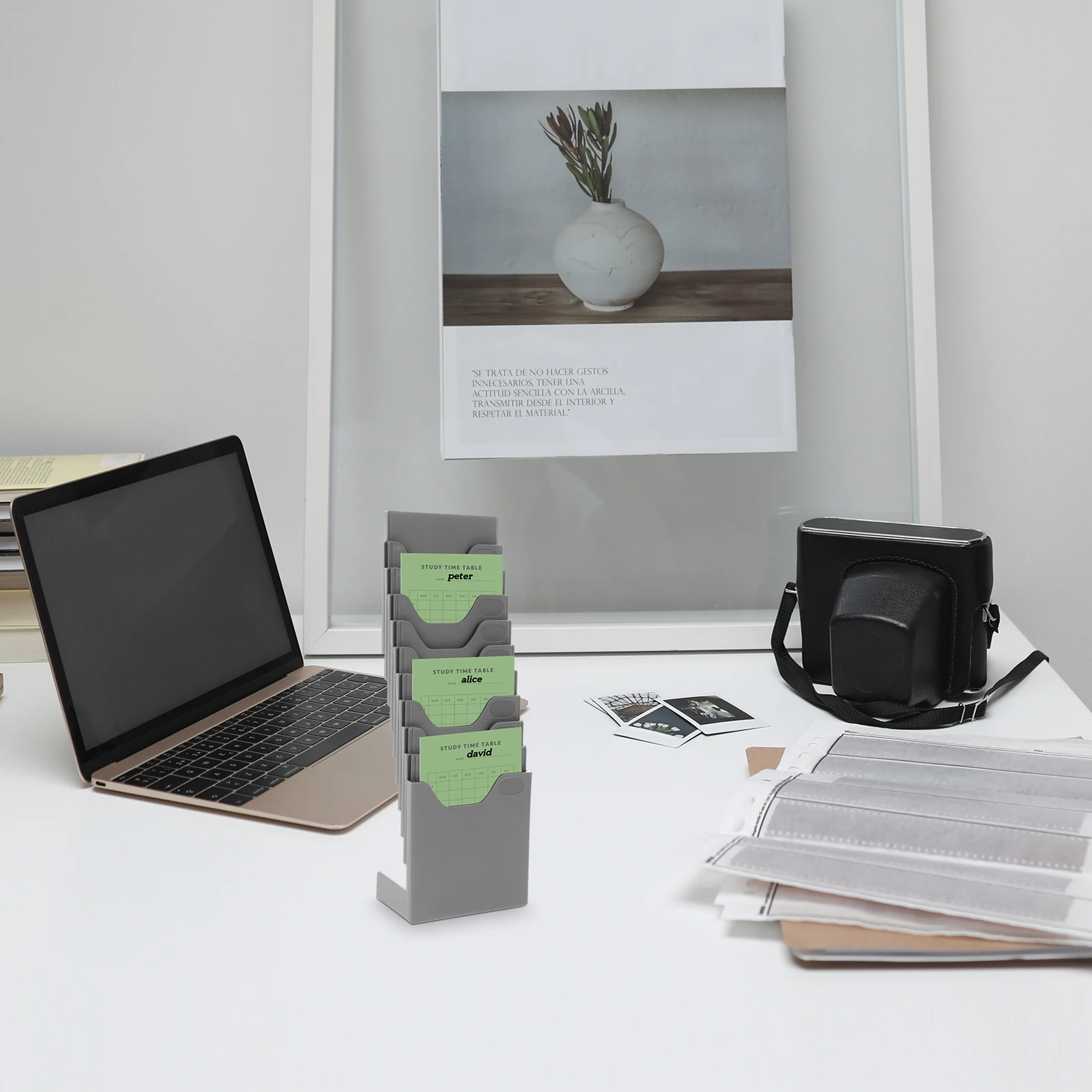 Sturdy Plastic Time Holder Rack For Office Warehouse Multi-Grid Cards Organizer With Number Stickers Retractable Standing Type