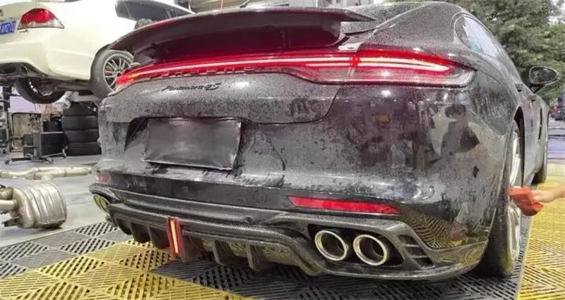 For Porsche Panamera 971 2017-2023 Real Carbon Fiber Rear Bumper Lip Diffuser Splitters Spoiler Back Car Accessories Body Kit view 4