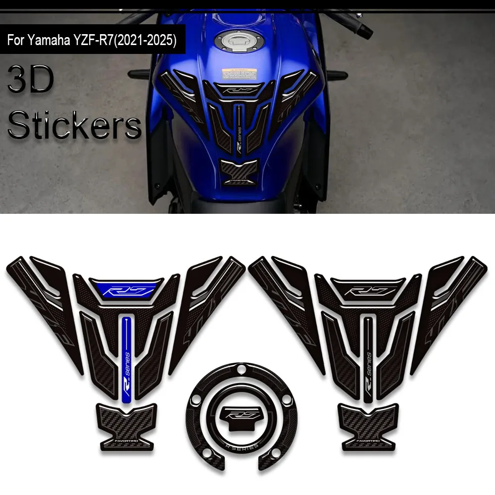 NEW Motorcycle For Yamaha YZF-R7 YZFR7 YZF R7 Tank Pad TankPad Cap Grips Gas Fuel Kit Knee Stickers Decals Protection 2021-2025
