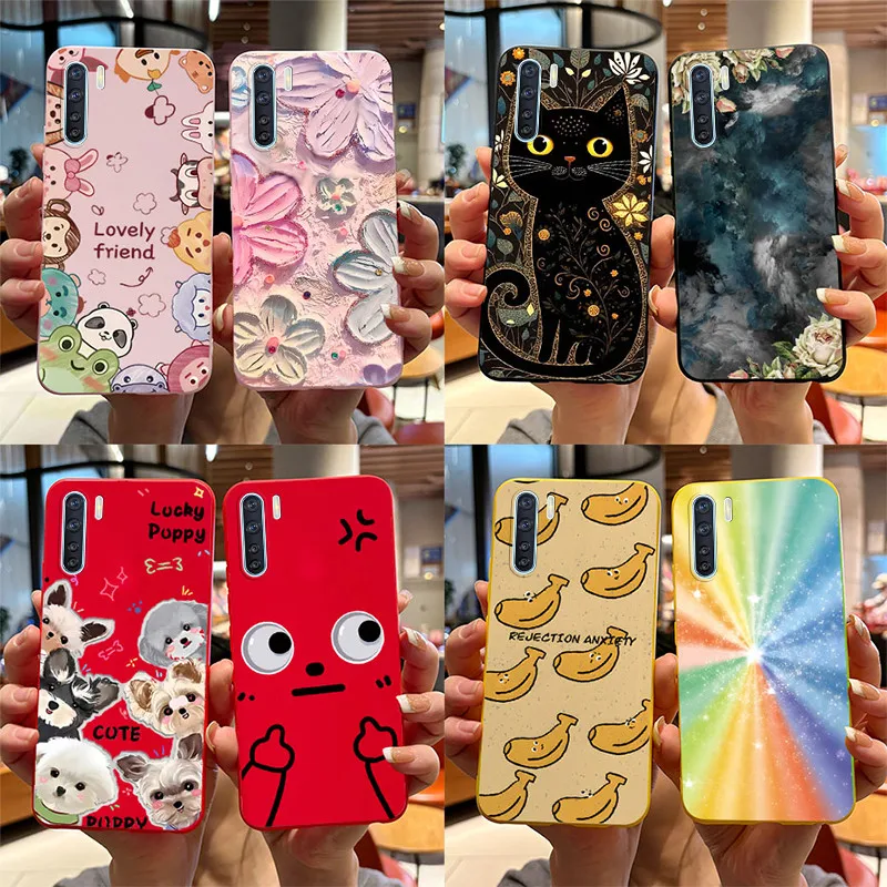 For OPPO A91 Case CPH2001 CPH2021 Cute Cat Cartoon Puppy Dog Slim Silicone Soft Cover For OPPO F15 Reno 3 CPH2043 Reno3 Fundas