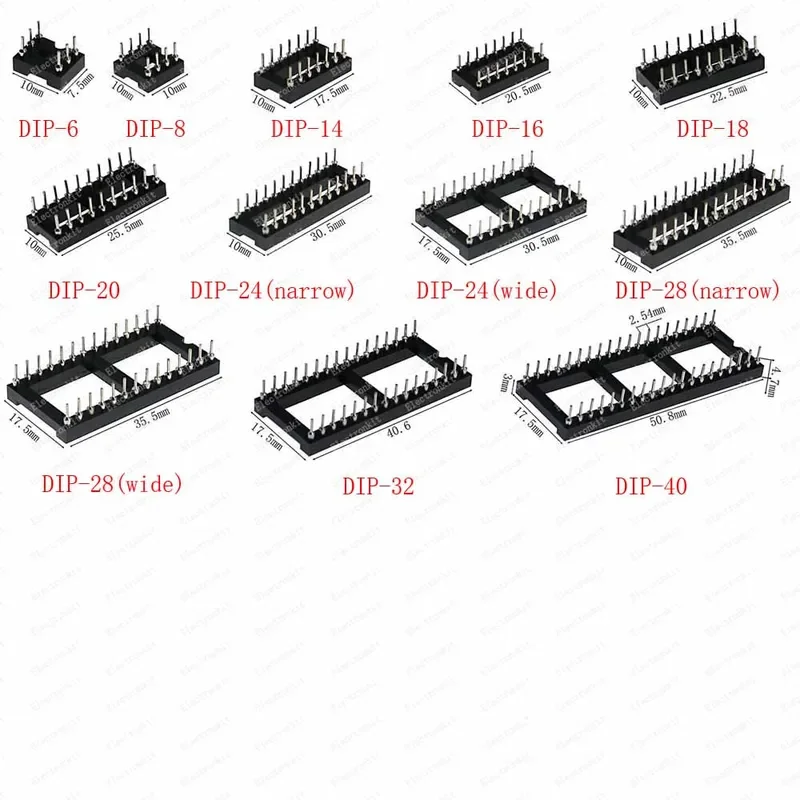 115 Stück 12 Werte Rundloch-Buchse, sortiertes Kit, Stecker DIP6, DIP8, DIP14, DIP16, DIP18, DIP20, DIP24, DIP28, DIP40, Pin-Buchsen-Set