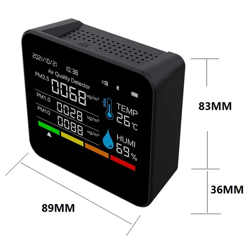 AD41-9-en-1 moniteur de qualité de l'air compteur de CO2 APP BT détecteur de dioxyde de carbone PM2.5 PM1.0 PM10 température humidité CO2