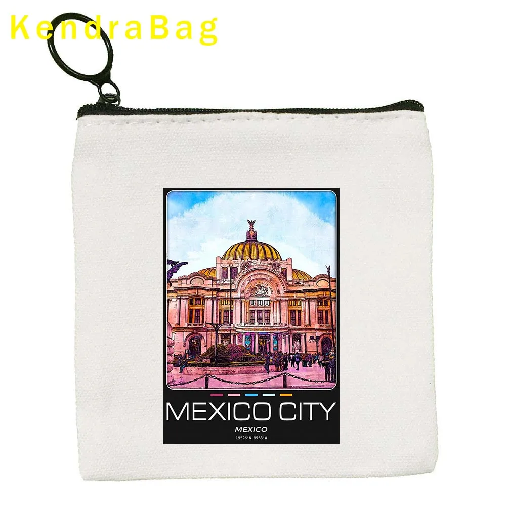 New York London Los Angeles Paris Key Coin Purse San Francisco Seoul Sydney Toronto Las Vegas Miami Canvas Bag Pouch Wallet Gift