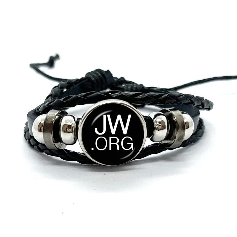 JW.ORG Bracelet Jehovah's Witnesses Art Picture Glass Cabochon Black Pink Button Bracelet Jewelry For Catholicism Gift