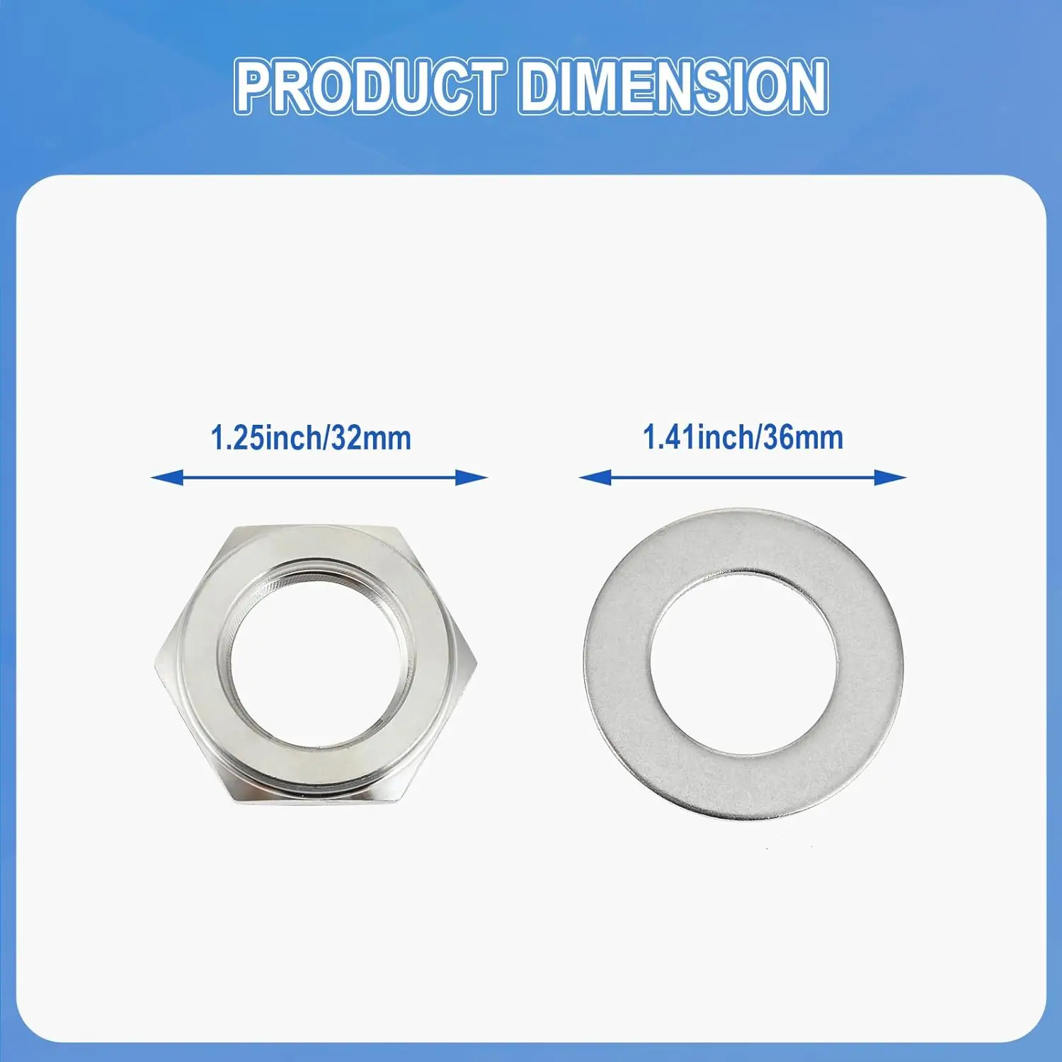 1/2 Inch NPT Stainless Steel Thermometer Nut Washer Installation Kit Replacement for Tel-Tru Barbecue Thermometer 2Pcs/set
