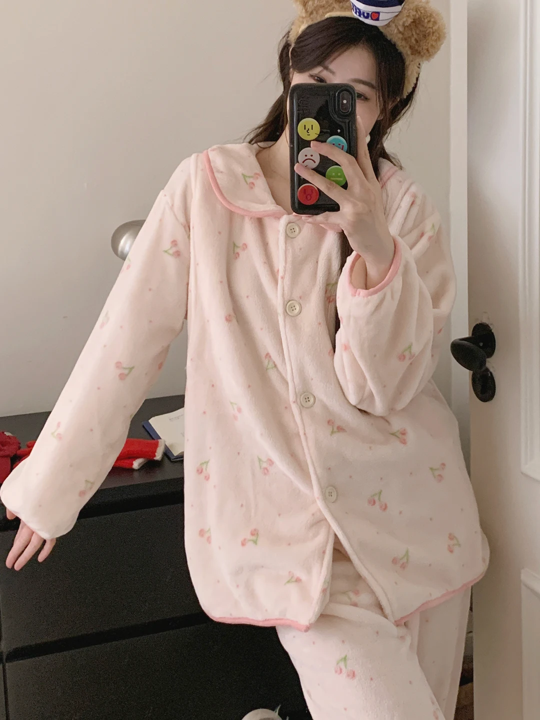 thickened-flannel-maternity-sleepwear-set-autumn-winter-coral-fleece-postpartum-nursing-pregnant-women's-clothing-comfortable