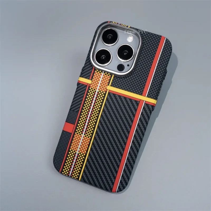 MagSafe Cover 16 Pro Case for iPhone 15 16Pro Pro Max Carbon Color Hard PC Shell Camera Lens Alloy Shields Armor Geometric Funda