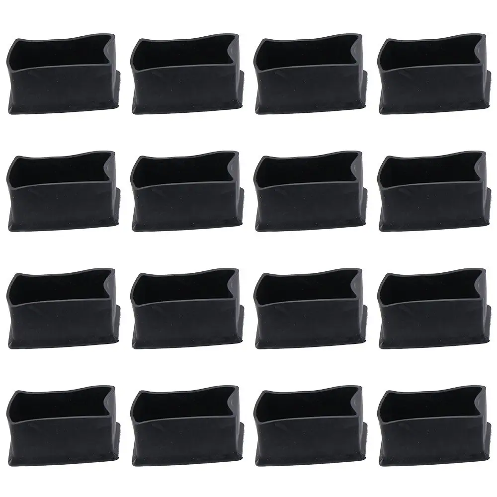 1/16 Pcs Non-Slip Rubber Furniture Pads Rectangle Shaped Black Chair Leg Protectors PVC Stool Leg Protectors Hardwood Floors