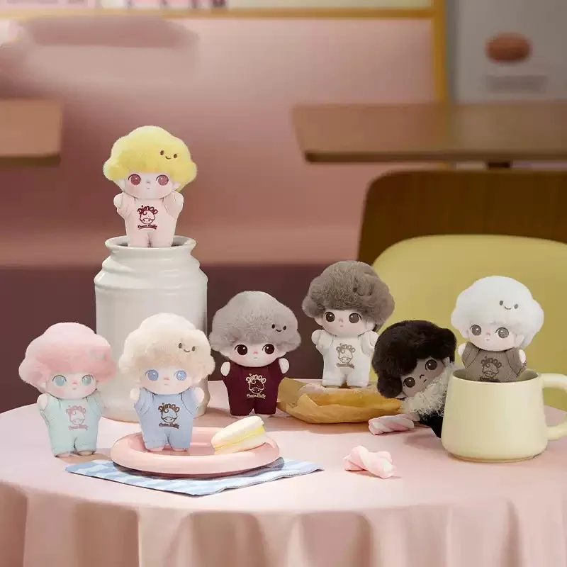 POP MART DIMOO CRUSH ON COFFEE 시리즈 소프트 페이스 키 체인 정품 블라인드 박스 미스터리 박스 카와이 장식품 인형 홈 장식