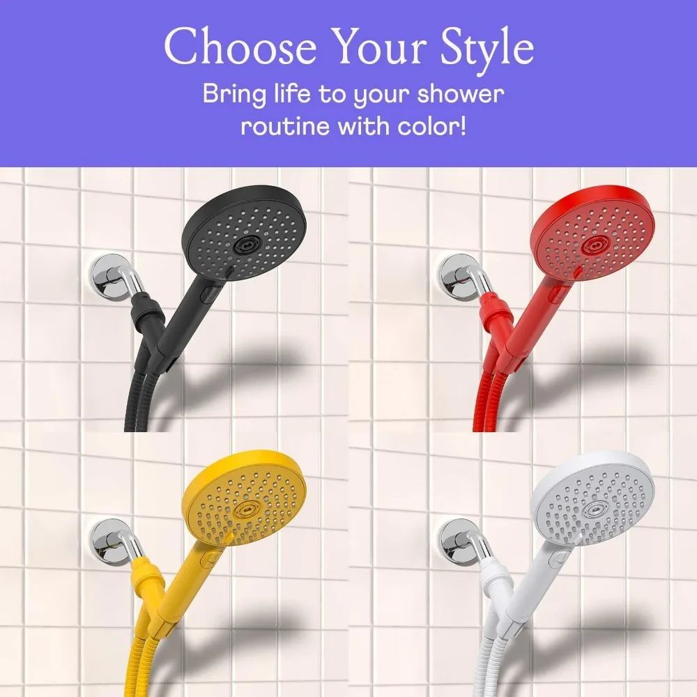 Sproos - Cabeça de chuveiro portátil, alta pressão, 3 funções de spray mais pausa, mangueira extra longa de 70 polegadas - Materiais ecológicos - E