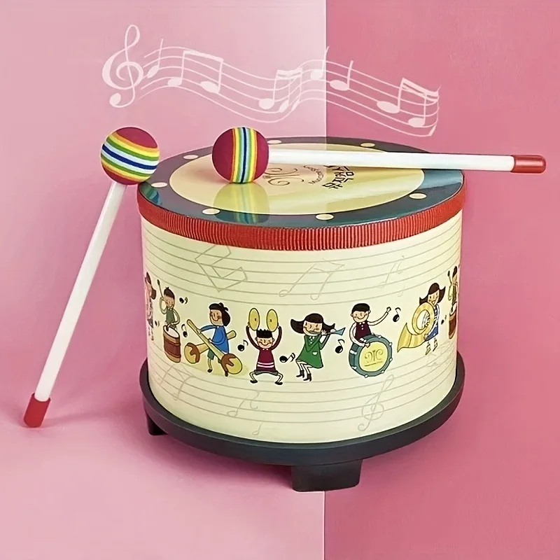 Double-Sided Wooden Drum, PVC Leather Body Percussion Instrument, Hand Drum Christmas, Drum Play Toy Rhythm Musical Instrument