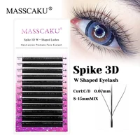MASSCAKU nuevas extensiones de pestañas tipo sándwich 3D W longitud mixta 0,07mm de espesor injerto rápido pestañas de abanico de larga duración para salón