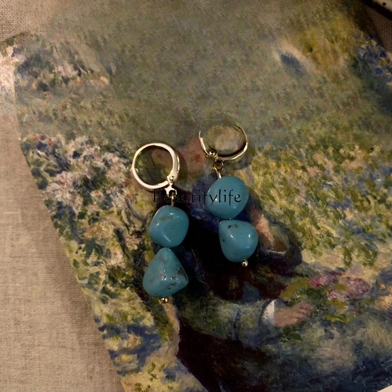 

Blue Retro Artistic Style Artistic Personality Characteristic Niche Earrings Ear Ring