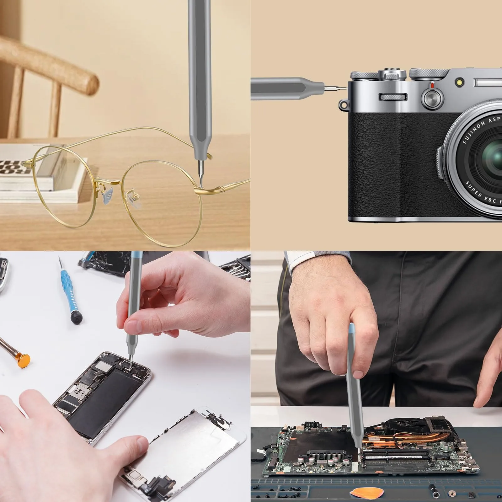 25 in 1 Small Precision Screwdriver Set with Magnetic Aluminum Handle & 24 S2 Steel Bits, Portable Repair Tool Kit