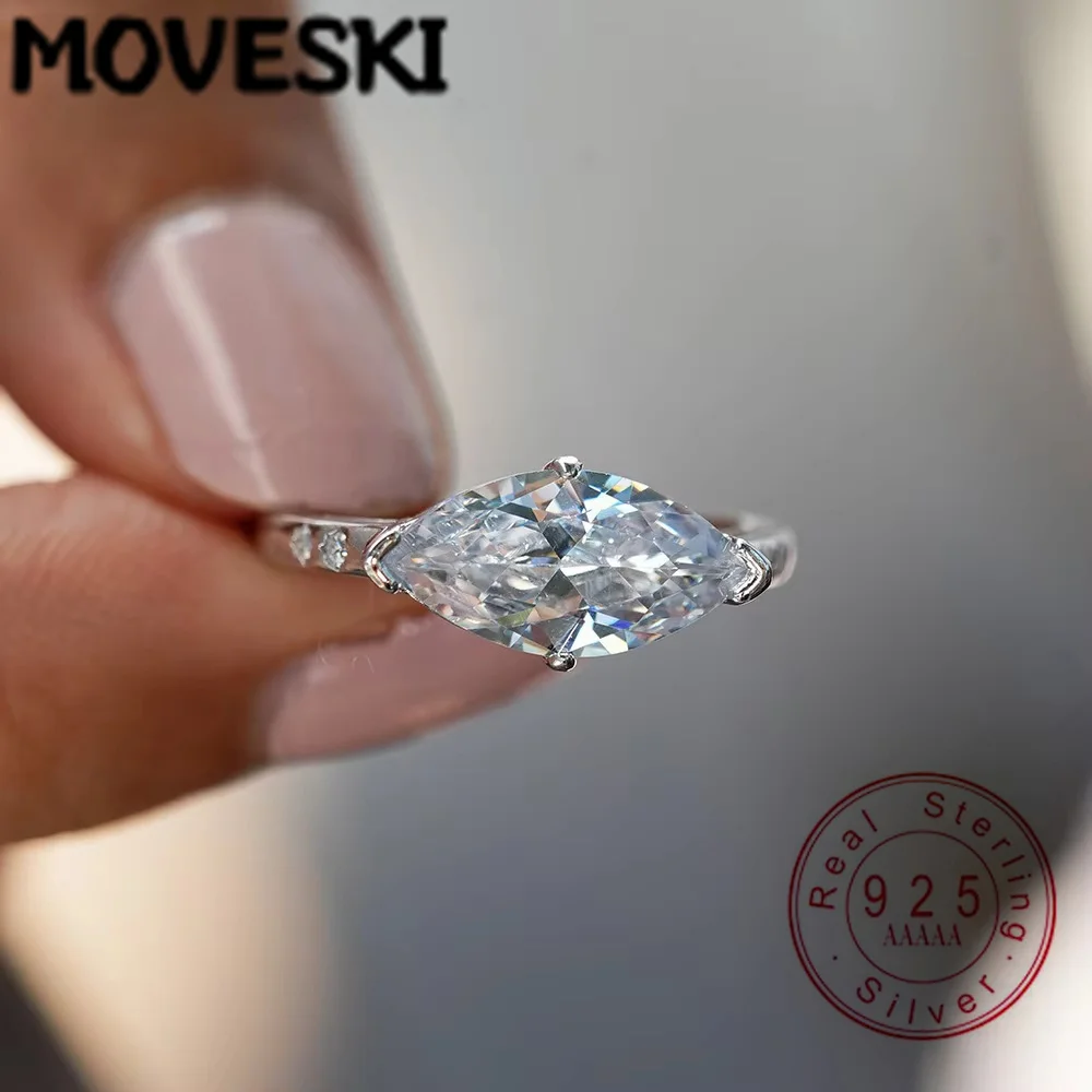 3 carats Moissanite Rings for Women S925 Sterling Sliver Plated White Gold Stackable Dainty Ring Wedding Proposal Jewelry